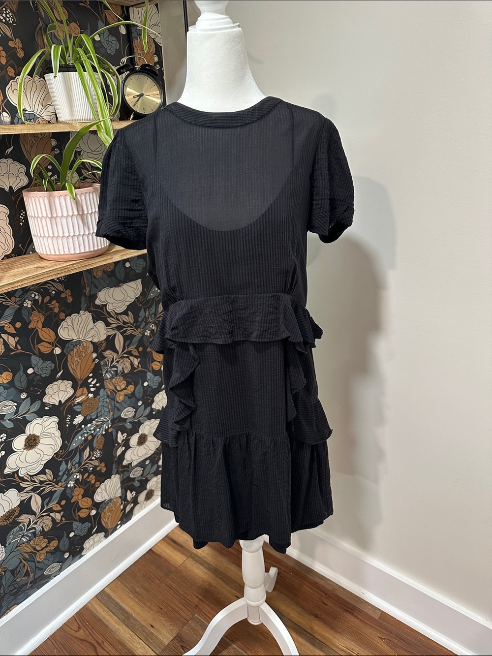 BCBGMaxAzria Black Ruffle Tiered Mini Dress